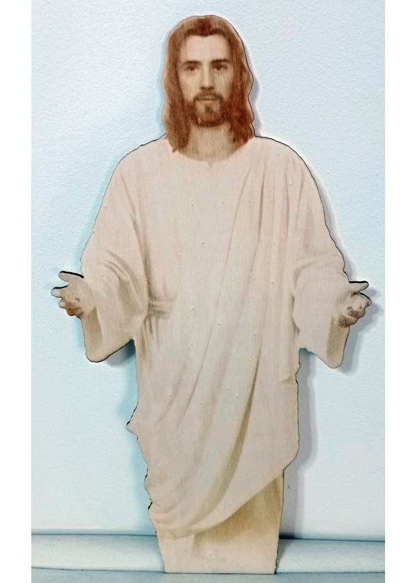 Jezus - gravirana in izrezljana lesena slika 50 cm