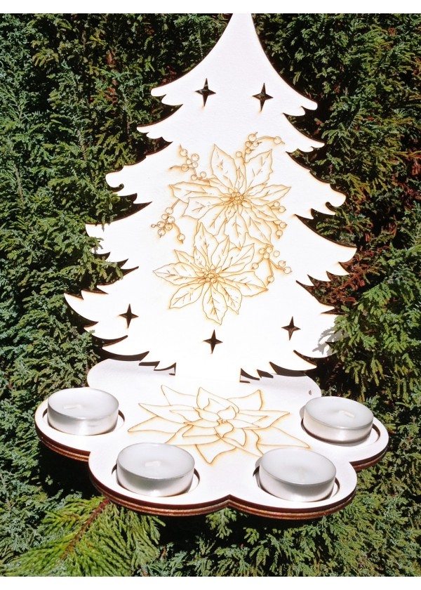Adventni venček - smreka z motivom  božična zvezda - bela