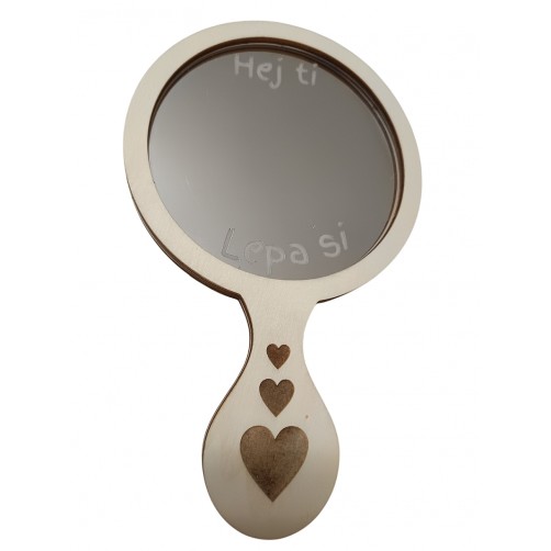 Ročno leseno ogledalo z napisom