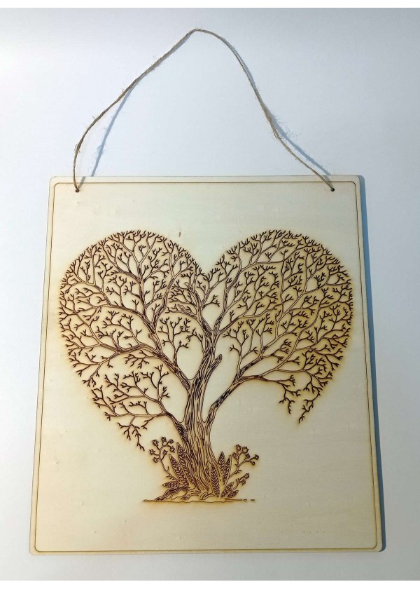 Gravirana slika na les drevo-srce   dekoracija