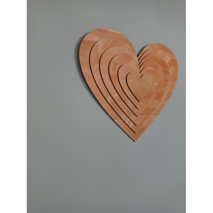 Leseno srce okras za steno - večplastna piramida 50cm