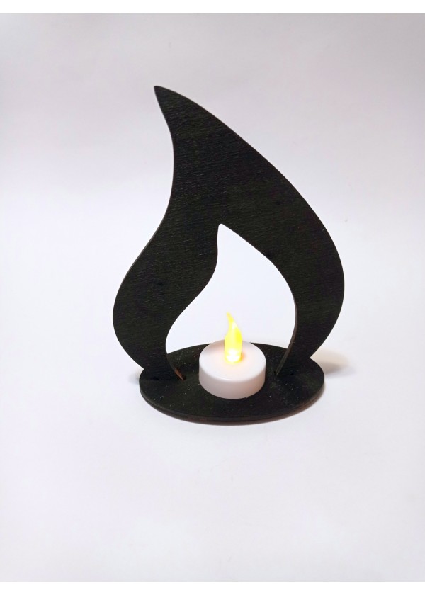 Lesena sveča - plamen - črna