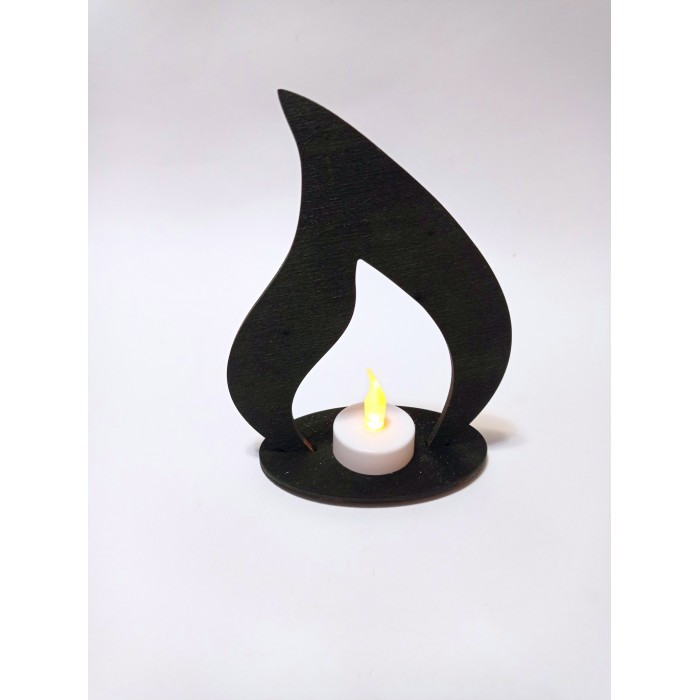 Lesena sveča - plamen - črna