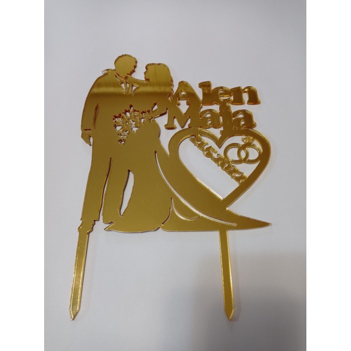 Zlati topper za poroko - poročni par 